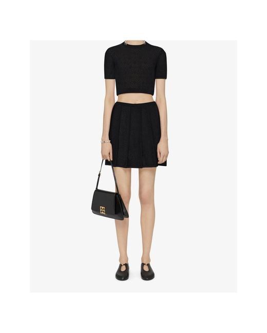 Givenchy Black Monogram 72 Jacquard Pleated Mini Skirt