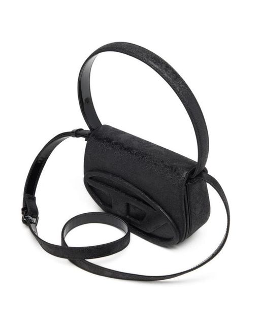 DIESEL Black 1Dr Logo Plaque Glittered Shoulder Bag