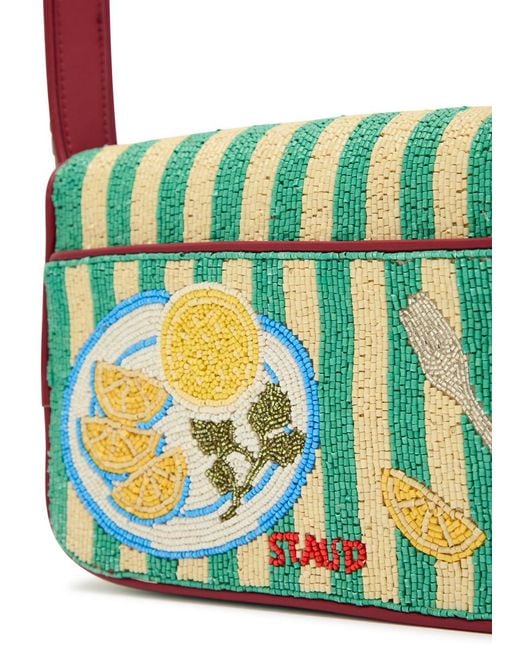 Staud Red Tommy Beaded Shoulder Bag