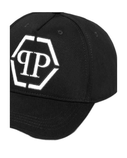 Philipp Plein Black Hexagon-Logo Baseball Cap for men