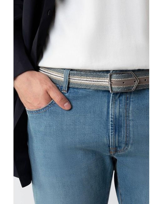 Canali Gray Woven Belt for men