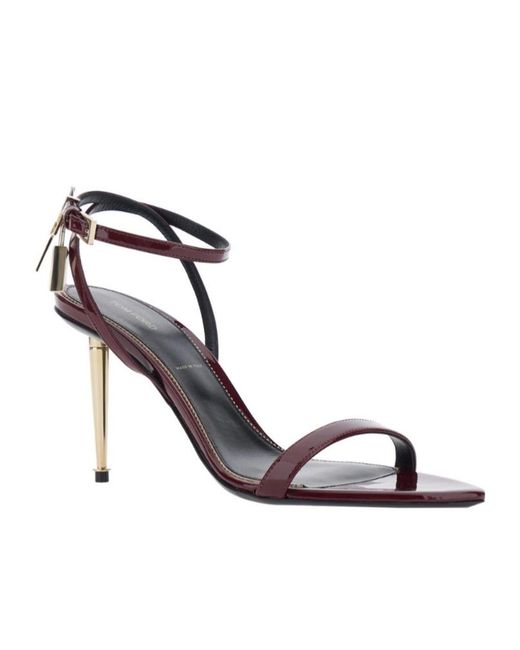 Tom Ford Metallic Padlock-Detail Ankle-Strap Sandals