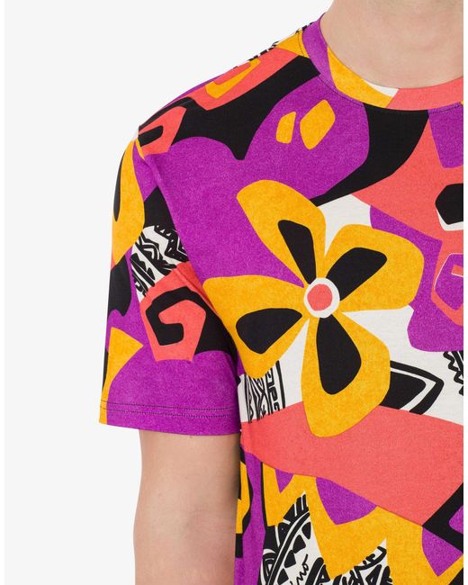 Moschino Pink Geometric Print T-Shirt for men
