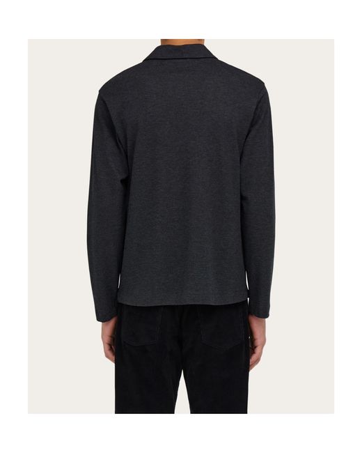 Ferragamo Blue Ferragamo Long Sleeved Polo Shirt for men