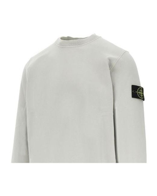 Stone Island Gray Logo Patch Crewneck Sweatshirt for men