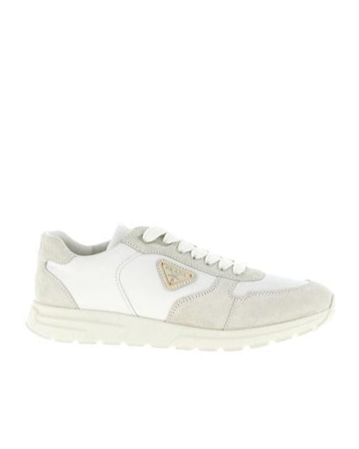 Prada White Prax 2.0 Lace-Up Sneakers