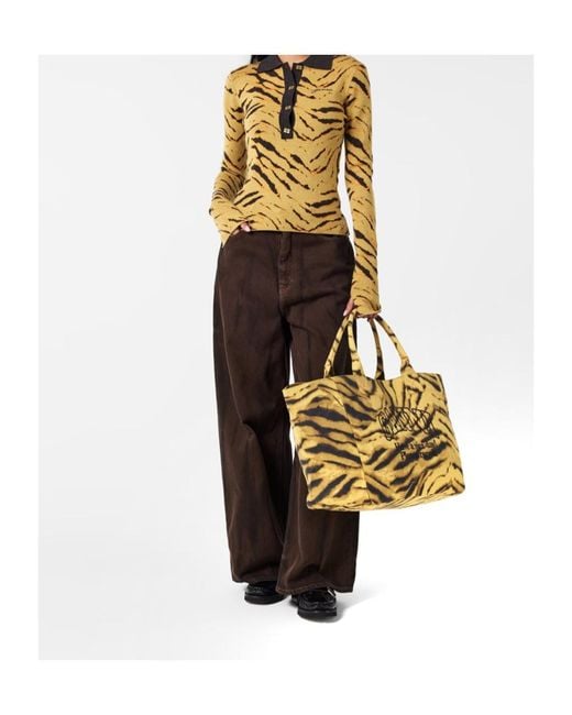 Ganni Metallic Xxl Logo Tote Bag