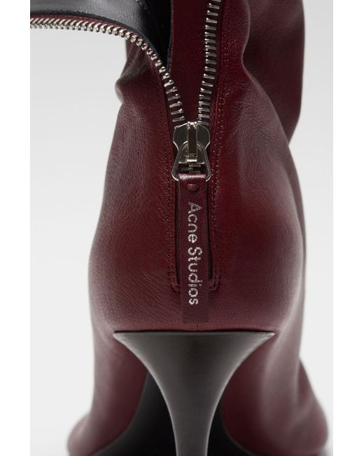 Acne Purple 75Mm Zip Leather Boots