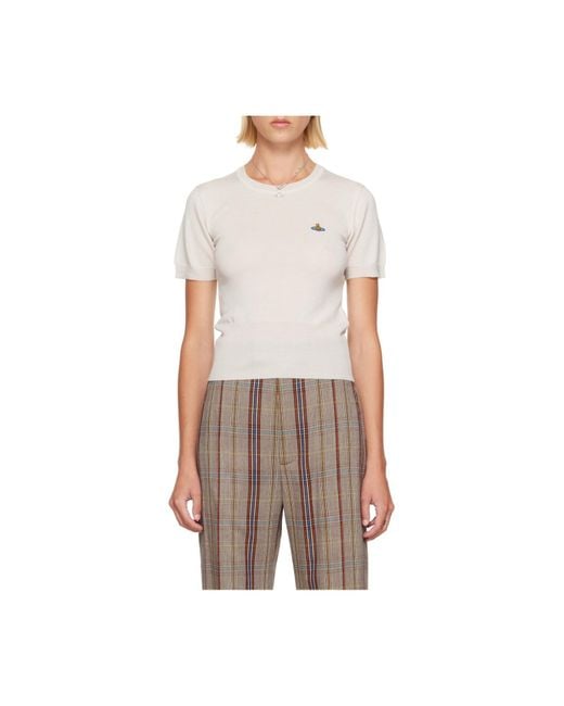 Vivienne Westwood White Bea Logo Knitted Top