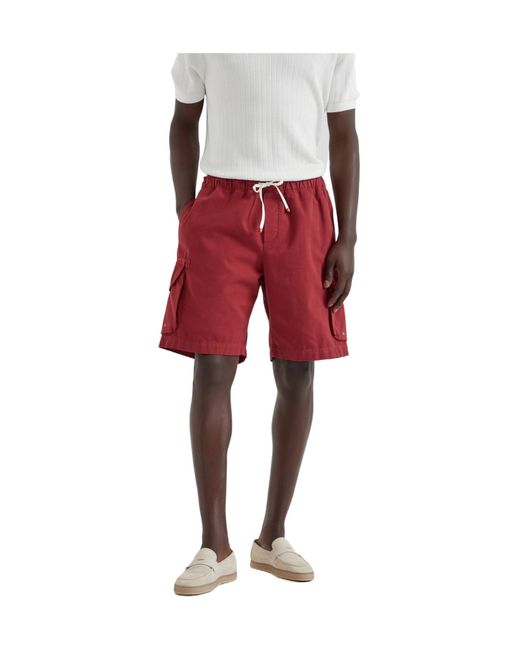 Brunello Cucinelli Red Cargo-Pockets Shorts for men
