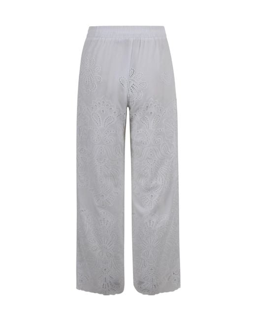 ERMANNO FIRENZE Gray Broderie Wide-Leg Pants