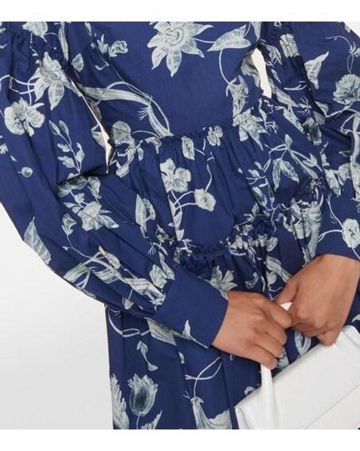 Erdem Blue Floral Poplin Minidress