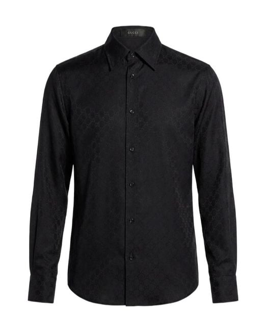 Gucci Black Collared Long-Sleeve Shirt for men