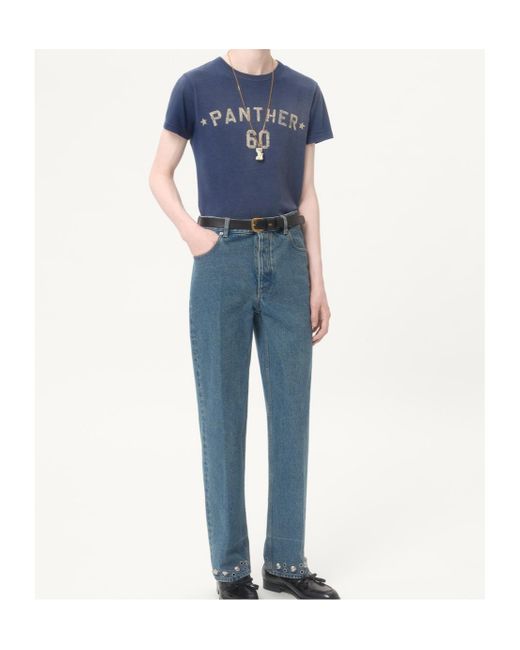 Valentino Blue Chez Patch Crewneck T-Shirt for men