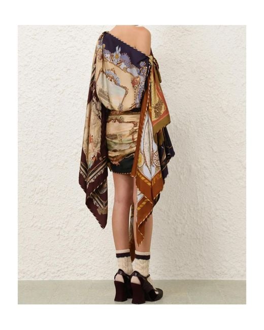 Zimmermann Brown Draped Scarf-Style Dress