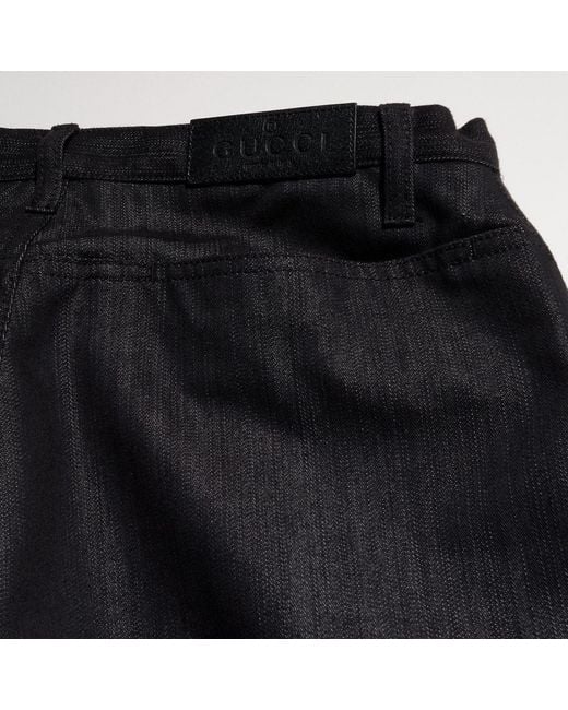Gucci Black Loose Fit Cotton Blend Denim Pants for men