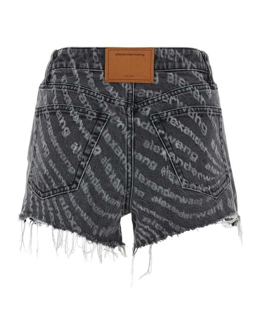 Alexander Wang Gray Bite High-Waist Denim Shorts
