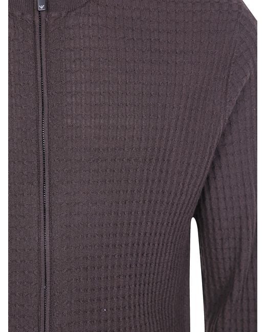 Emporio Armani Purple Long-Sleeved Zipped Cardigan for men
