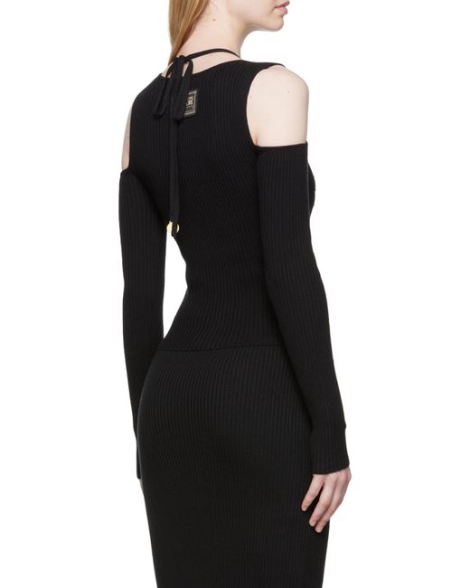Versace Jeans Blue Couture Open-Shoulder Knitted Jumper