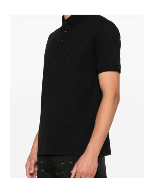 Emporio Armani Black Logo-Jacquard Polo Shirt for men