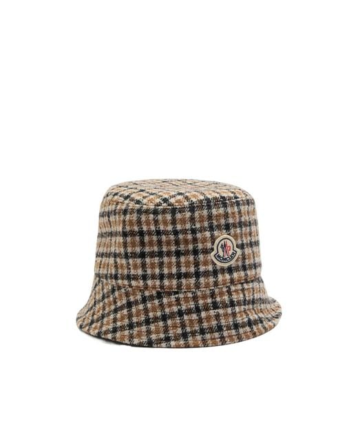 Moncler White Reversible Houndstooth Wool-Blend Bucket Hat
