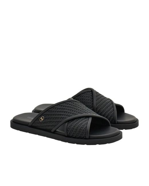 Ferragamo Black Ferragamo Gancini Sandals for men