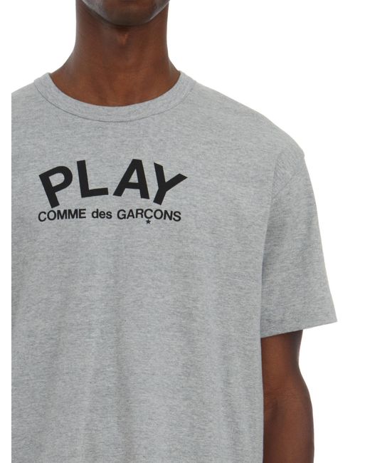 COMME DES GARÇONS PLAY Gray Comme Des Garçons Play Logo Printed Crewneck T-Shirt for men