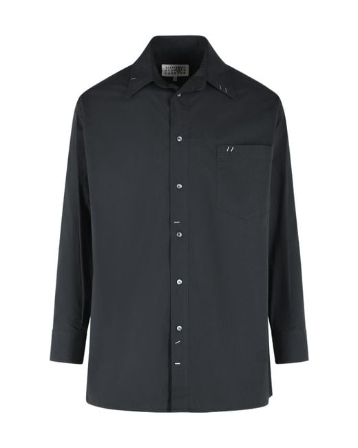MM6 by Maison Margiela Black Button-Up Long-Sleeved Shirt for men