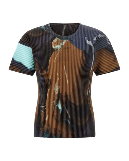 Homme Plissé Issey Miyake Black Abstract-Print T-Shirt for men