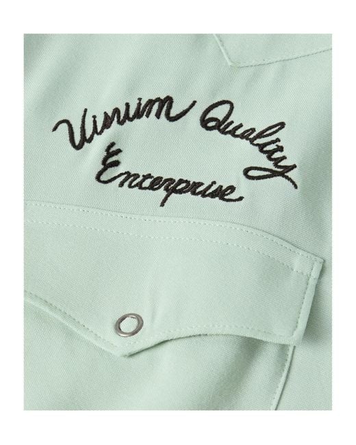 Visvim Green Embroidered Snap-Button Shirt for men