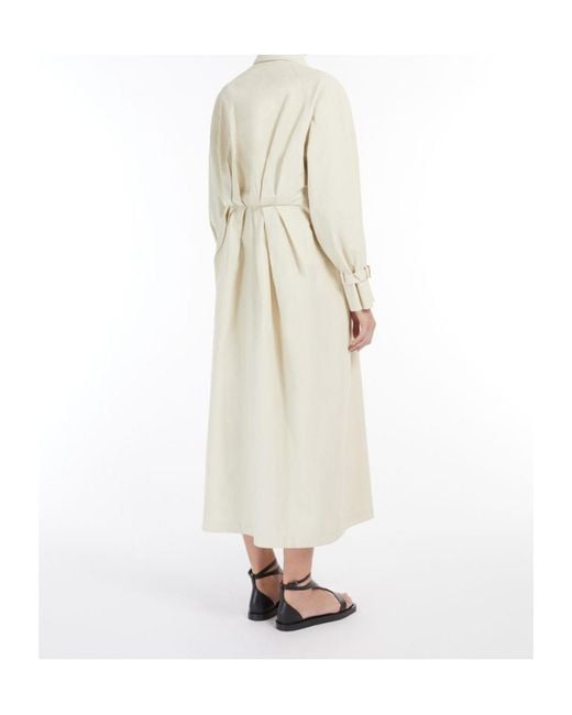 Max Mara White Ronco Belted Button-Up Trench Coat