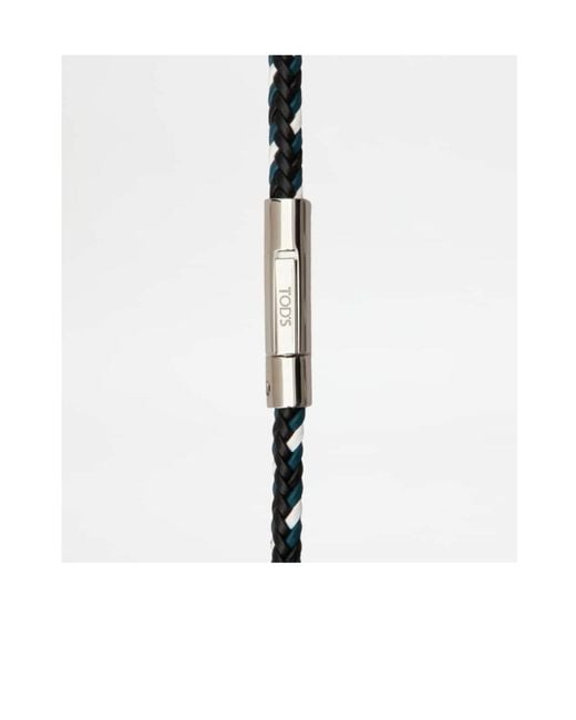 Tod's White My Colors Braided Leather Bracelet for men