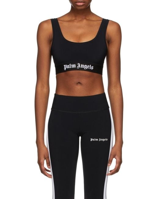 Palm Angels Black Scoop Neck Cropped Vest Top