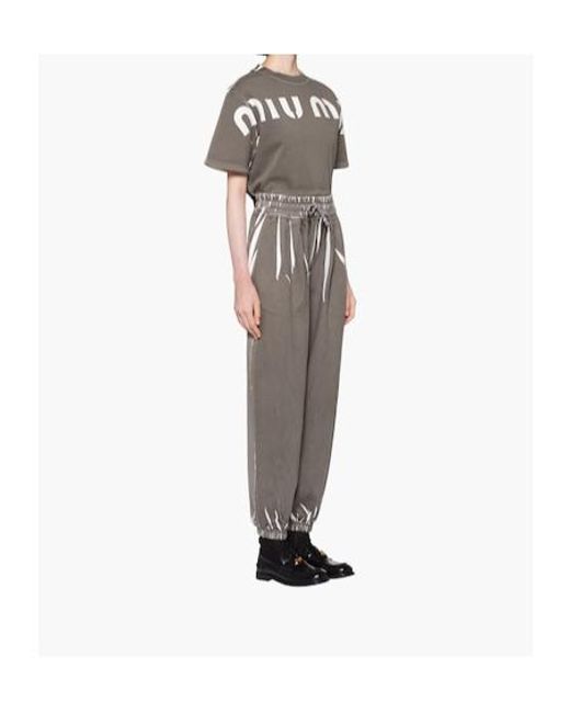 Miu Miu Gray Printed Cotton Sweatshirt