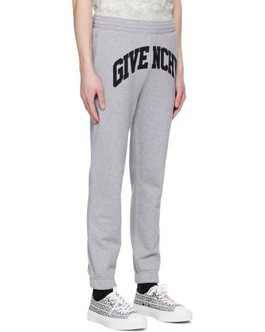 Givenchy Gray Logo Printed Elastic Waist Jogging Pants for men