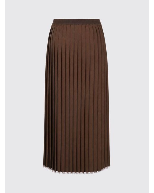 Twinset Brown Pleated Midi Skirt