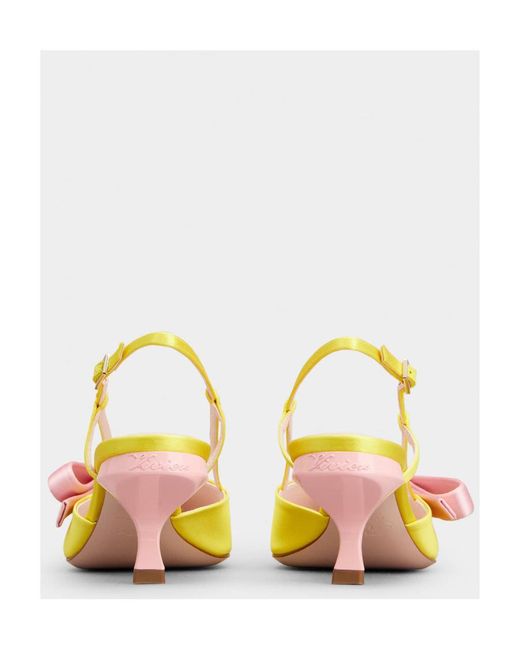 Roger Vivier Yellow Virgule Bow Slingback Pumps