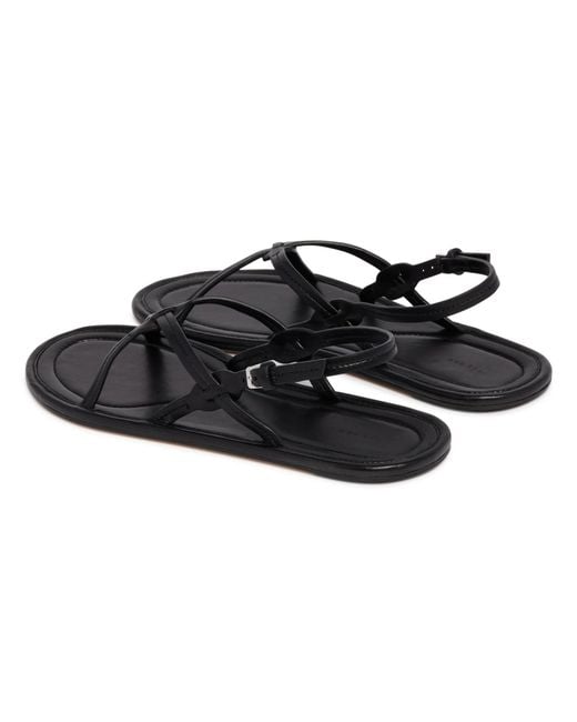 The Row Black Round-Toe Flat Sandals