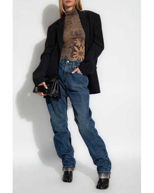 Maison Margiela Blue Vintage Checkered Detailed Jeans