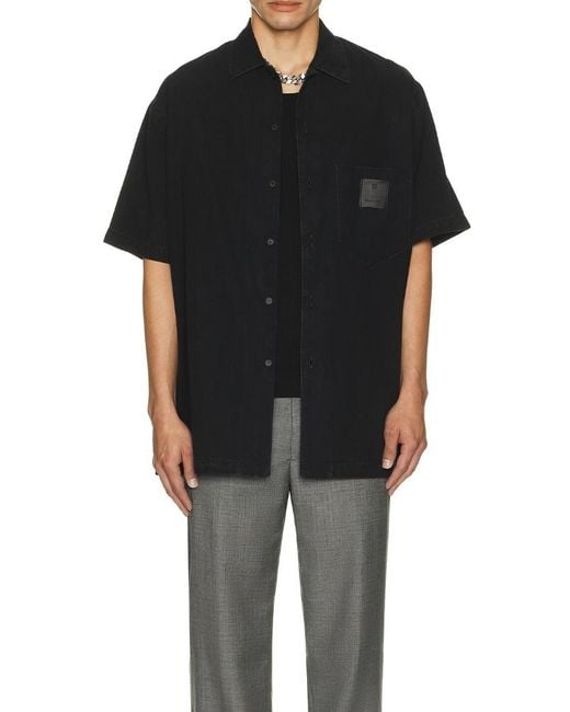 Givenchy Black Collared Short-Sleeve Shirt for men