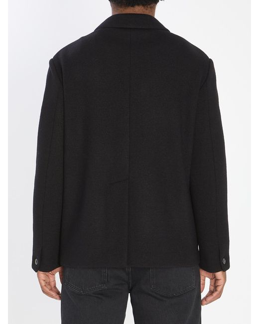 Barena Black Double-Breasted Peacoat for men