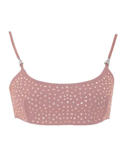 Patrizia Pepe Pink Crystal Embellished Crop Top
