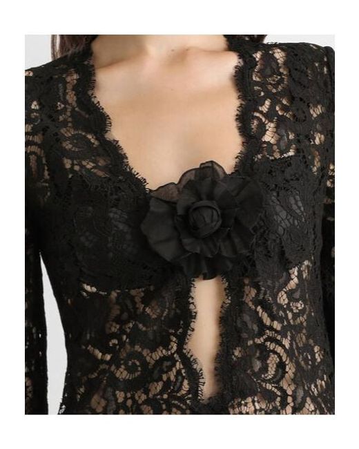 Dolce & Gabbana Black Lace Floral Mini Dress