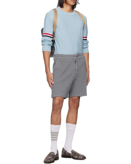 Thom Browne Black Logo Patch Drawstring Shorts for men