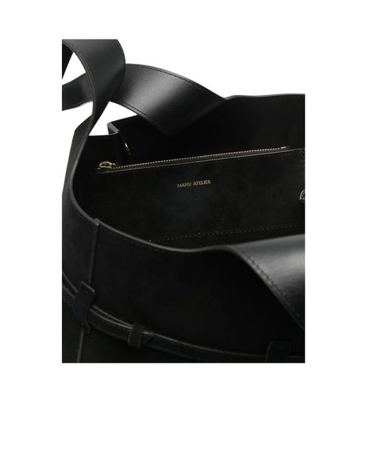 MANU Atelier Black Cambon Cabas Suede Tote Bag