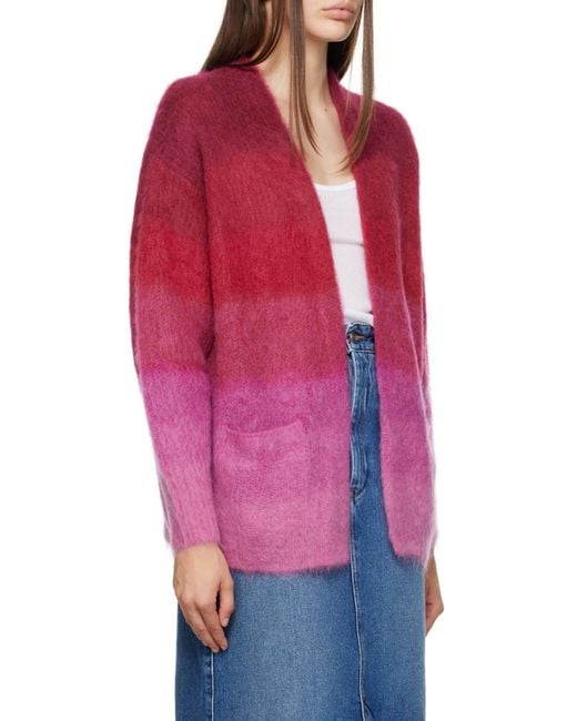 Isabel Marant Red Dana Ombré-Effect Ribbed-Knit Cardigan
