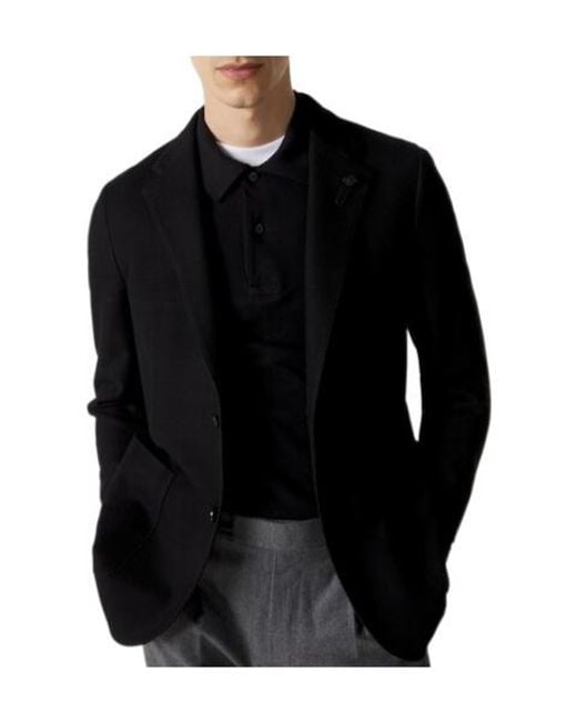 Lardini Black Solid Cotton Blazer for men
