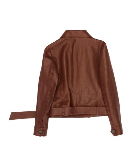 Magda Butrym Brown Waist Belt Fitted Leather Jacket