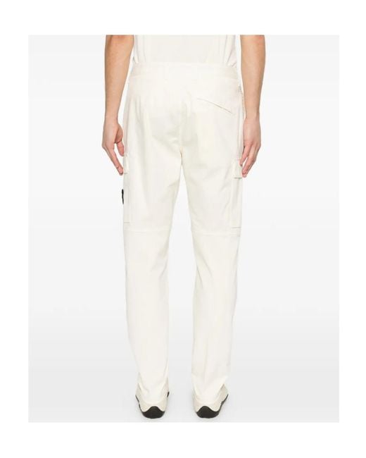 Stone Island Natural Logo Patch Cargo Trousers for men