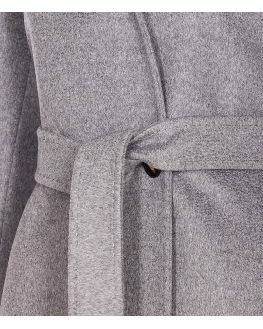 Max Mara Gray Lapel Long-Sleeved Coat